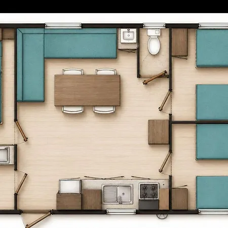 Mobil-home Confortable - 6 Pers. - Api-1-52-1986 *